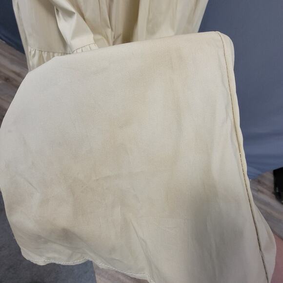 Merci Cream Ruched Mini Dress XS Open Back Ruffle Sleeve Romantic - Picture 9 of 9